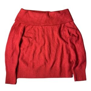 H&M Red Off-The-Shoulder Foldover Knit Sweater - XS
